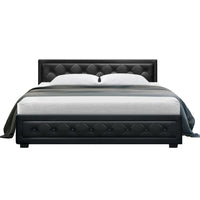 Thumbnail for Artiss Tiyo Bed Frame PU Leather Gas Lift Storage - Black King