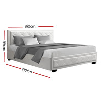 Thumbnail for Artiss Bed Frame King Size Gas Lift Base With Storage White Leather Tiyo Collection