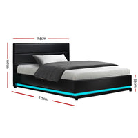 Thumbnail for Artiss RGB LED Bed Frame King Single Size Gas Lift Base Storage Leather LUMI