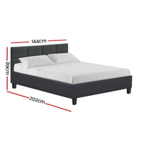 Thumbnail for Artiss Tino Bed Frame Double Size Charcoal Fabric