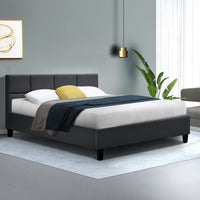 Thumbnail for Artiss Tino Bed Frame Double Size Charcoal Fabric