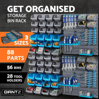 Thumbnail for Giantz 88 Parts Wall-Mounted Storage Bin Rack Tool Garage Shelving Organiser Box