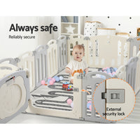 Thumbnail for Keezi Baby Playpen 16 Panels Foldable Toddler Fence Safety Play Activity Centre