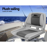 Thumbnail for Seamanship Set of 2 Folding Swivel Boat Seats - Grey & Charcoal