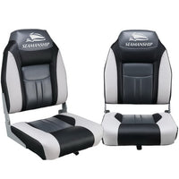 Thumbnail for Seamanship Set of 2 Folding Swivel Boat Seats - Grey & Black