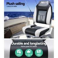 Thumbnail for Seamanship Set of 2 Folding Swivel Boat Seats - Grey & Black