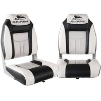 Thumbnail for Seamanship Set of 2 Folding Swivel Boat Seats - Grey & Black