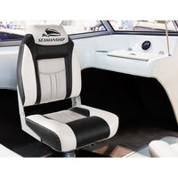 Thumbnail for Seamanship Set of 2 Folding Swivel Boat Seats - Grey & Black