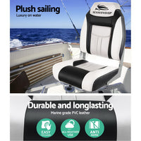 Thumbnail for Seamanship Set of 2 Folding Swivel Boat Seats - Grey & Black