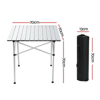 Thumbnail for Weisshorn Roll Up Camping Table Foldable Portable Picnic Garden BBQ Desk 70CM