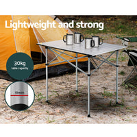 Thumbnail for Weisshorn Roll Up Camping Table Foldable Portable Picnic Garden BBQ Desk 70CM