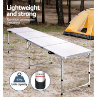 Thumbnail for Weisshorn Camping Table Folding Aluminum Portable BBQ Outdoor 240CM