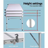 Thumbnail for Weisshorn Camping Table Folding Aluminum Portable BBQ Outdoor 240CM