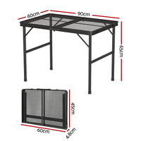 Thumbnail for Weisshorn Folding Camping Table 90cm Desk Portable Outdoor Picnic Garden BBQ