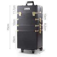 Thumbnail for Embellir Makeup Case Beauty Trolley Cosmetic Organiser Box Travel Wheels Gold