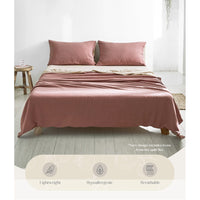 Thumbnail for Cosy Club Sheet Set Cotton Sheets Single Red Beige