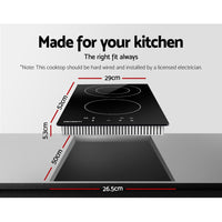 Thumbnail for Devanti Electric Ceramic Cooktop 30cm Kitchen Cooker Cook Top Hob Touch Control 3-Zones