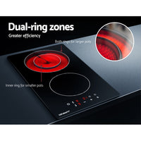 Thumbnail for Devanti Electric Ceramic Cooktop 30cm Kitchen Cooker Cook Top Hob Touch Control 3-Zones