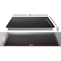 Thumbnail for Devanti Ceramic Cooktop 60cm Electric Kitchen Burner Cooker 4 Zone Knobs Control