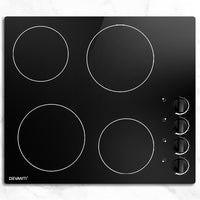 Thumbnail for Devanti Ceramic Cooktop 60cm Electric Kitchen Burner Cooker 4 Zone Knobs Control