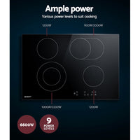 Thumbnail for Devanti Ceramic Cooktop 77cm Electric Cooker 4 6 Burner Stove Hob Touch Control