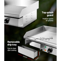 Thumbnail for Devanti Commercial Electric Griddle BBQ Grill Pan Hot Plate Stainless Steel