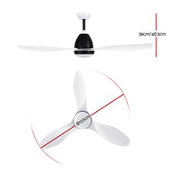 Thumbnail for Devanti Ceiling Fan Light Remote Control Ceiling Fans White 48'' 3 Blades