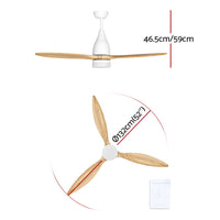 Thumbnail for Devanti 52'' Ceiling Fan LED Light Remote Control Wooden Blades Timer 1300mm