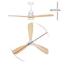 Thumbnail for Devanti 52'' Ceiling Fan LED Light Remote Control Wooden Blades Timer Fans