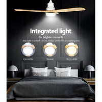 Thumbnail for Devanti 52'' Ceiling Fan LED Light Remote Control Wooden Blades Timer Fans