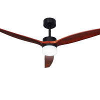 Thumbnail for Devanti 52'' Ceiling Fan LED Light Remote Control Wooden Blades Dark Wood Fans