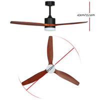 Thumbnail for Devanti 52'' Ceiling Fan LED Light Remote Control Wooden Blades Dark Wood Fans