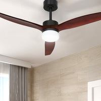 Thumbnail for Devanti 52'' Ceiling Fan LED Light Remote Control Wooden Blades Dark Wood Fans