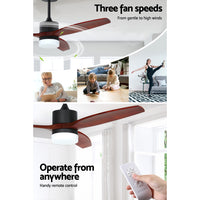 Thumbnail for Devanti 52'' Ceiling Fan LED Light Remote Control Wooden Blades Dark Wood Fans