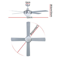 Thumbnail for Devanti 52'' Ceiling Fan w/Light w/Remote Timer - Silver