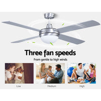 Thumbnail for Devanti 52'' Ceiling Fan w/Light w/Remote Timer - Silver