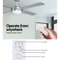 Thumbnail for Devanti 52'' Ceiling Fan w/Light w/Remote Timer - Silver