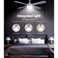 Thumbnail for Devanti 52'' Ceiling Fan w/Light w/Remote Timer - Silver