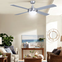 Thumbnail for Devanti 52'' Ceiling Fan w/Light w/Remote Timer - Silver