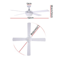 Thumbnail for Devanti 52'' Ceiling Fan w/Light w/Remote Timer - White