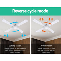 Thumbnail for Devanti 52'' Ceiling Fan w/Light w/Remote Timer - White