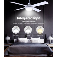 Thumbnail for Devanti 52'' Ceiling Fan w/Light w/Remote Timer - White