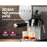 Thumbnail for Devanti Coffee Machine Espresso Maker 20 Bar Milk Frother Cappuccino Latte Cafe