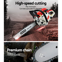 Thumbnail for Giantz Petrol Chainsaw Commercial 52cc E-Start 20 Oregon Bar Pruning Chain Saw