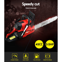 Thumbnail for Giantz Petrol Chainsaw Chain Saw E-Start Commercial 45cc 16'' Top Handle Tree