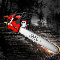 Thumbnail for Giantz Chainsaw 58cc Petrol Commercial Pruning Chain Saw E-Start 22'' Bar Top