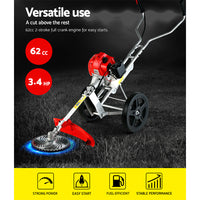 Thumbnail for Giantz 62cc Petrol Brush Cutter Whipper Saw Trimmer 2 Stroke 3-in-1 Wheel