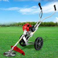 Thumbnail for Giantz 62cc Petrol Brush Cutter Whipper Saw Trimmer 2 Stroke 3-in-1 Wheel