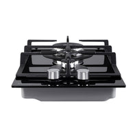 Thumbnail for Devanti Gas Cooktop 30cm Gas Stove Cooker 2 Burner Cook Top Konbs NG LPG Black