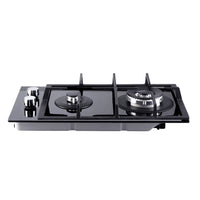 Thumbnail for Devanti Gas Cooktop 30cm Gas Stove Cooker 2 Burner Cook Top Konbs NG LPG Black